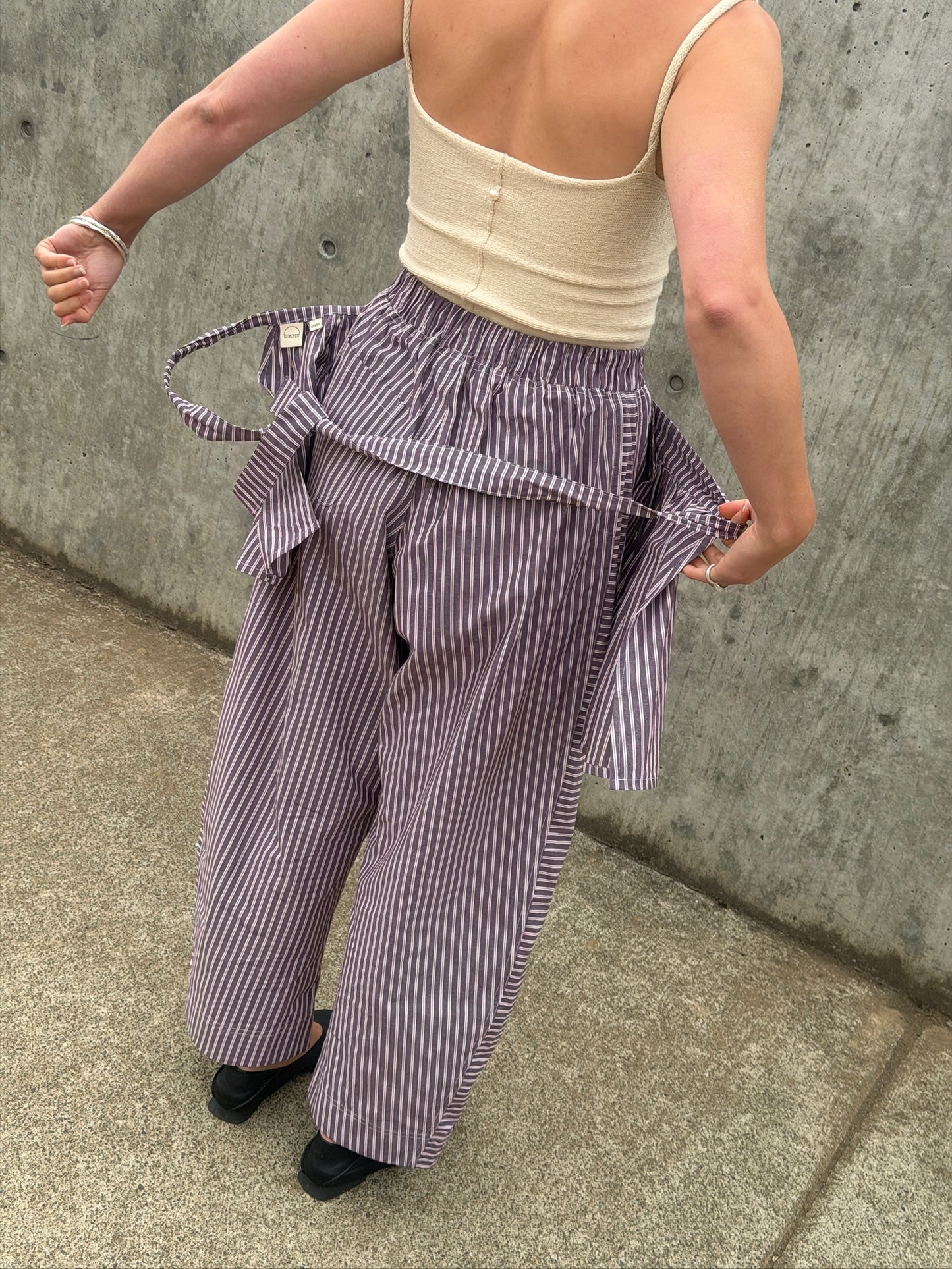 Peplum Skirt - Brown Stripe