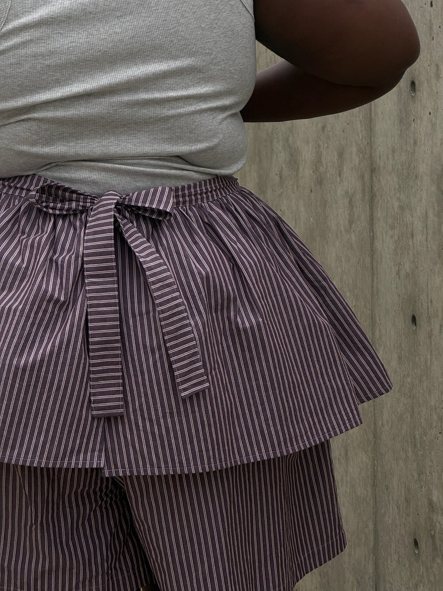 Peplum Skirt - Brown Stripe