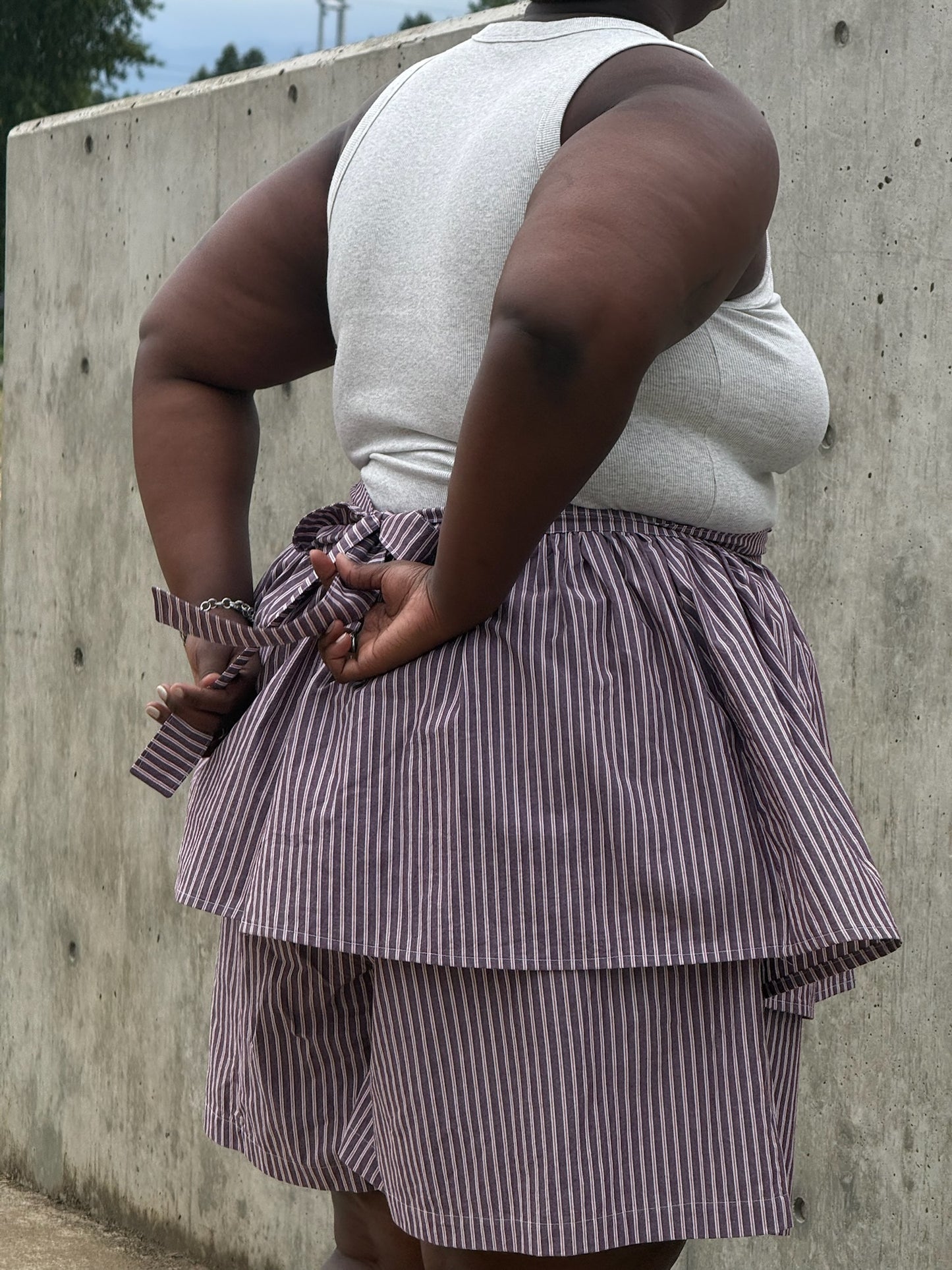 Peplum Skirt - Brown Stripe