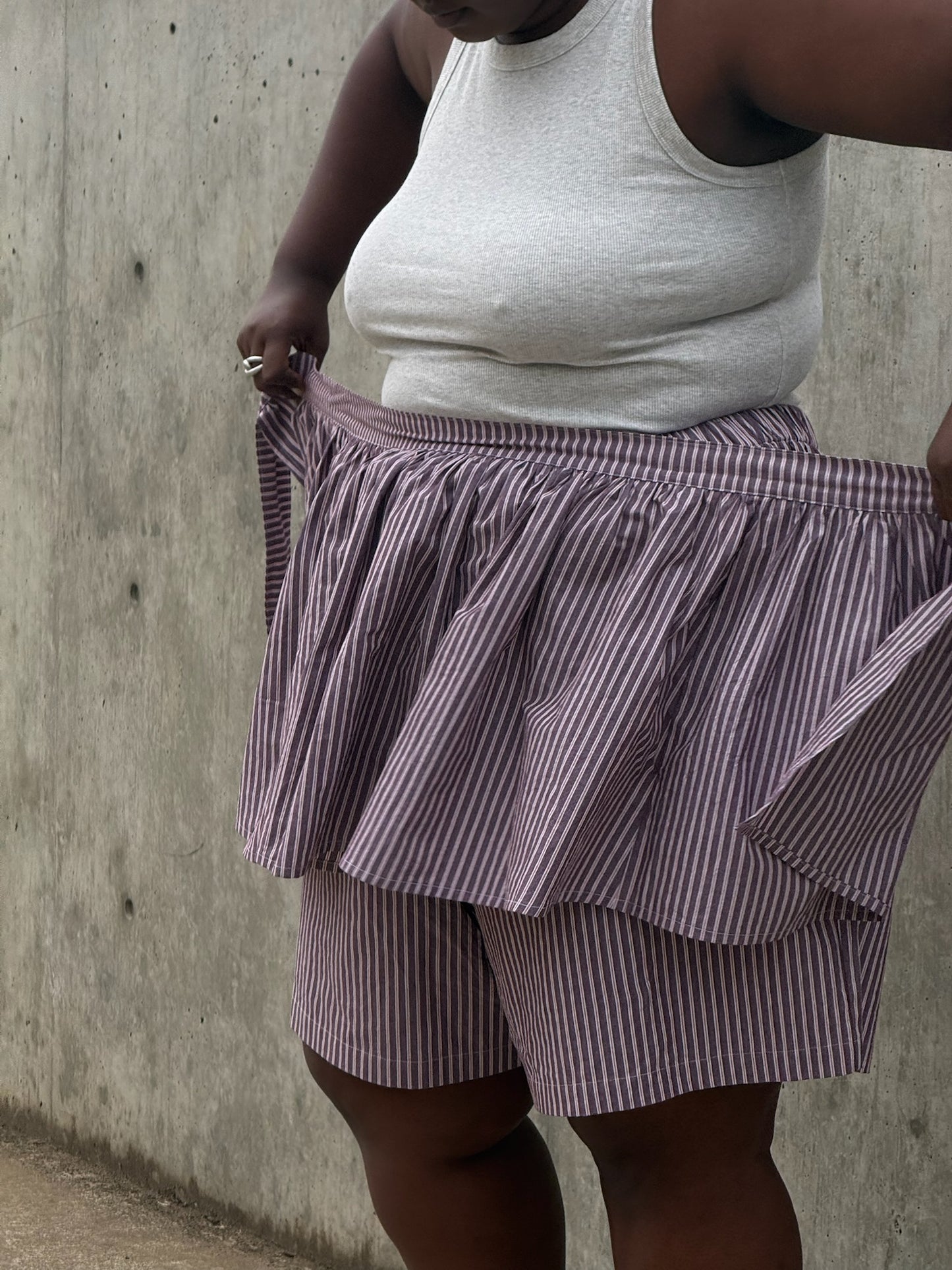Peplum Skirt - Brown Stripe