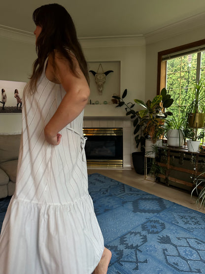 Valentina Dress - White Stripe