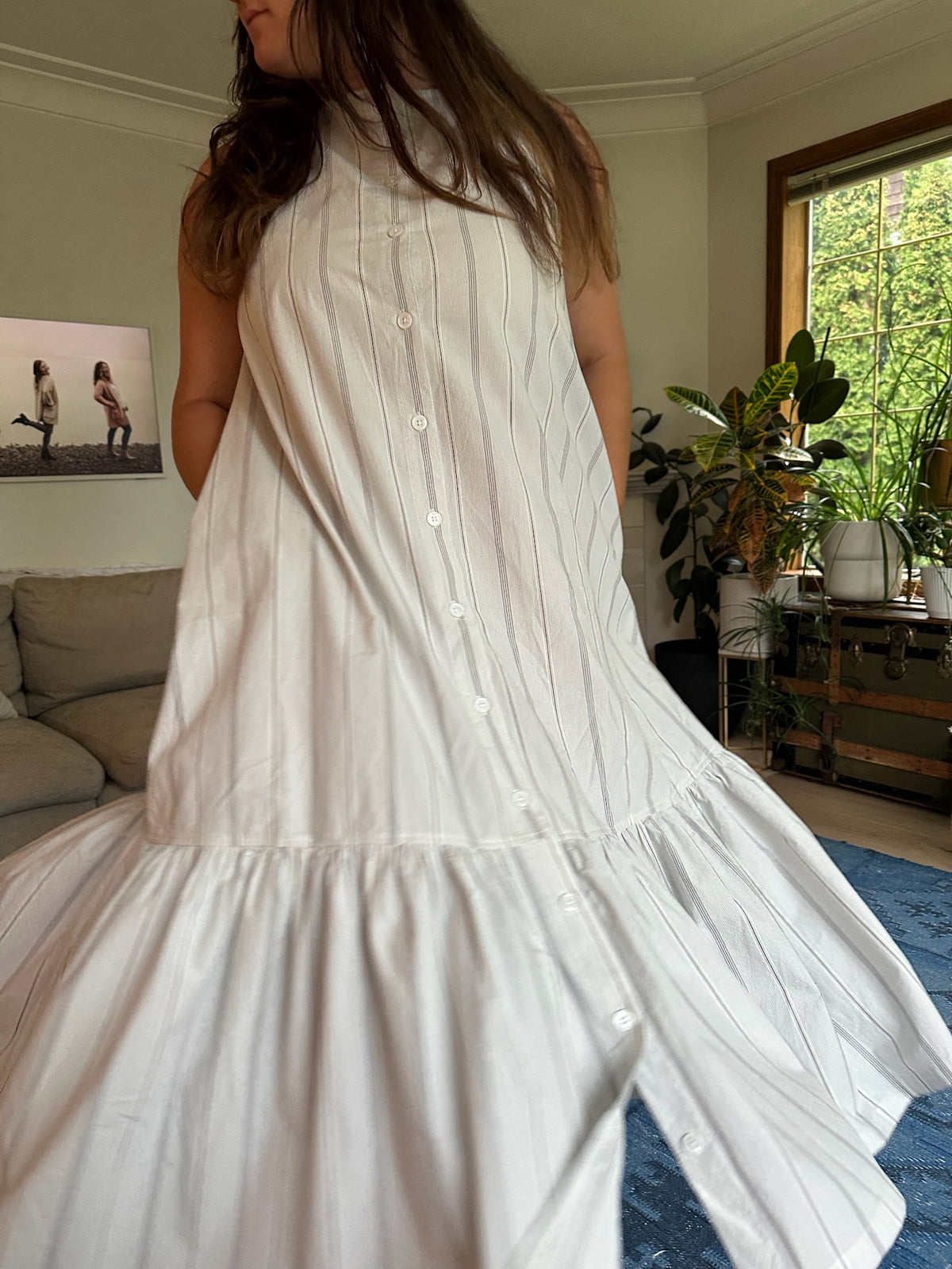 Valentina Dress - White Stripe