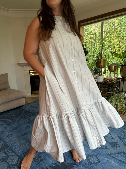 Valentina Dress - White Stripe
