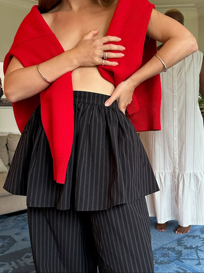 Peplum Skirt - Black Stripe