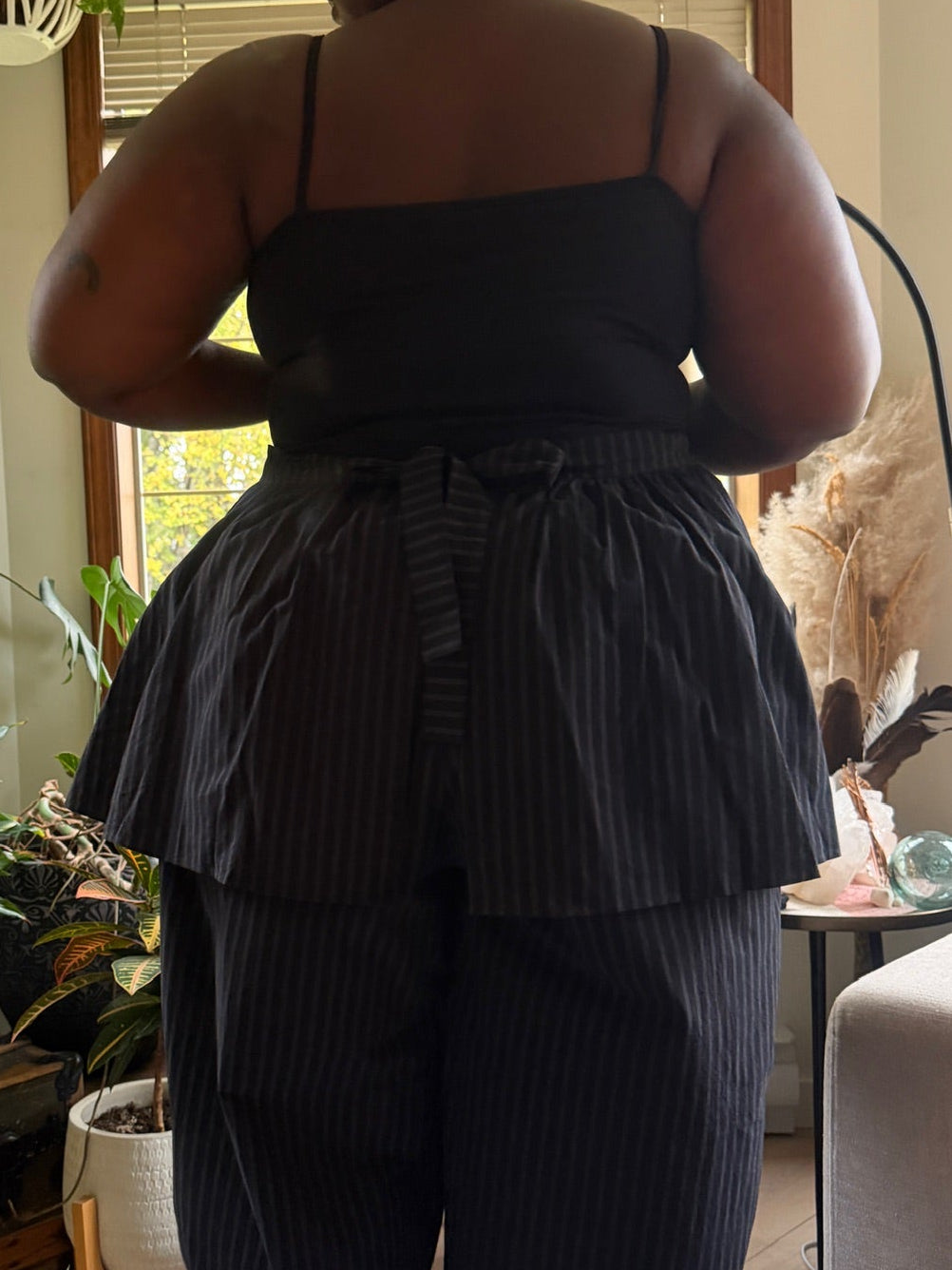 Peplum Skirt - Black Stripe