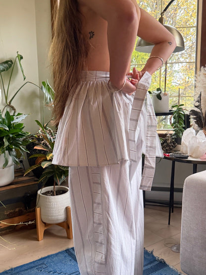 Peplum Skirt - White Stripe