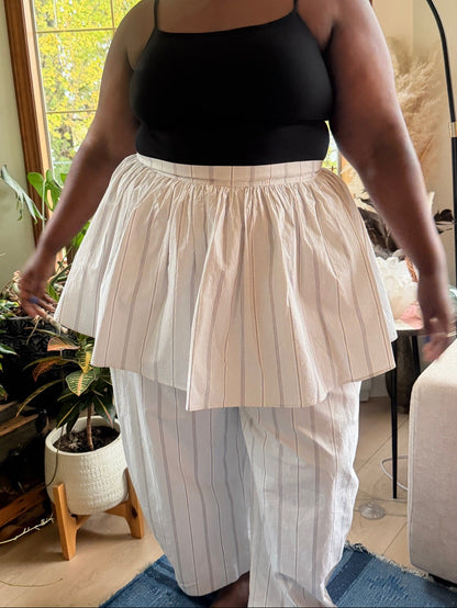 Peplum Skirt - White Stripe
