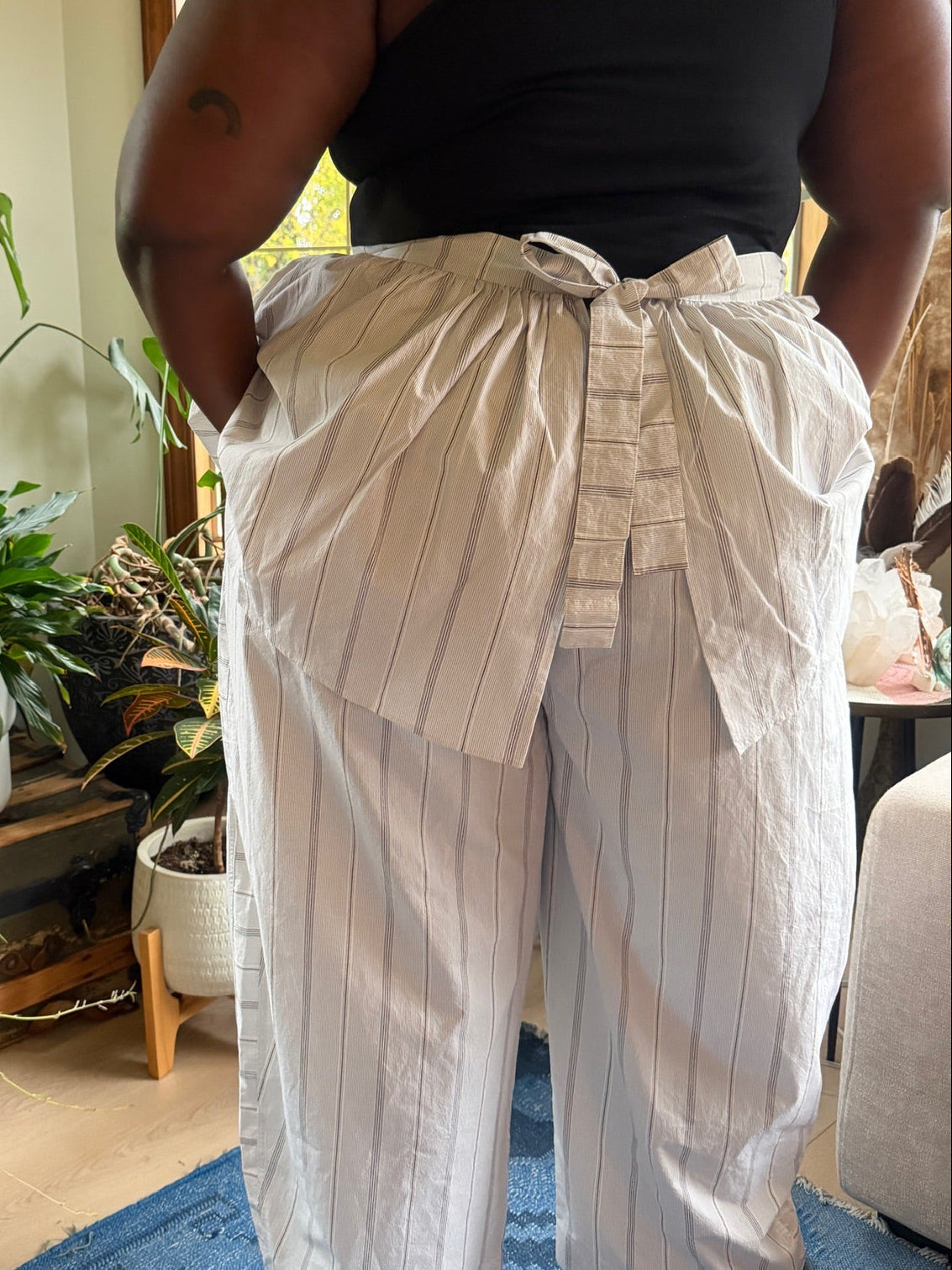 Peplum Skirt - White Stripe