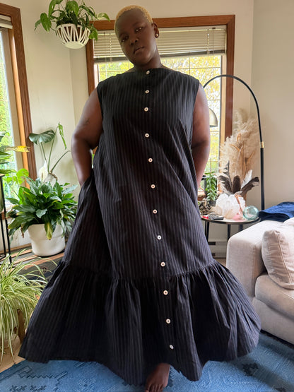 Valentina Dress - Black Stripe