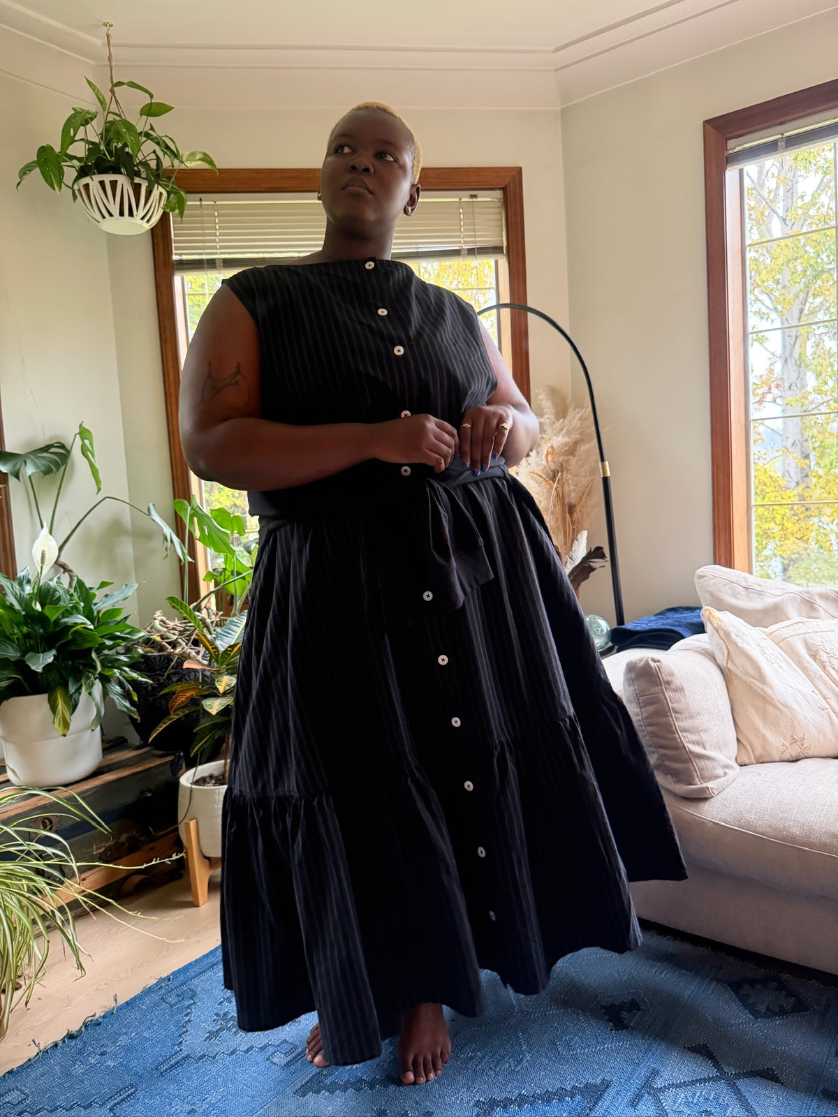 Valentina Dress - Black Stripe