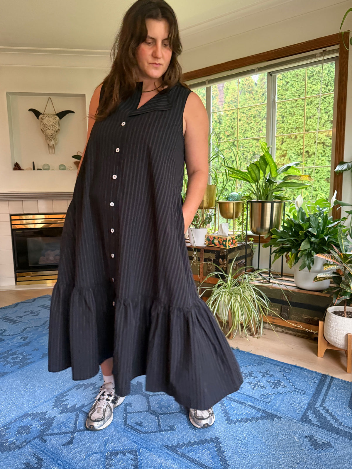 Valentina Dress - Black Stripe