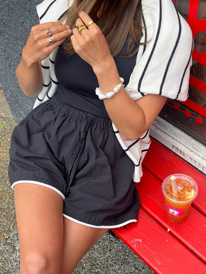 Ellis Shorts -Black with White Piping