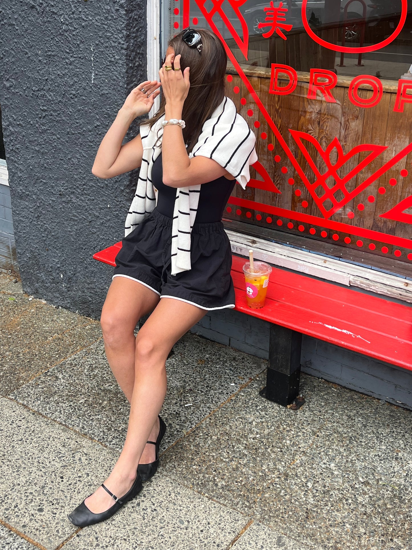 Ellis Shorts -Black with White Piping