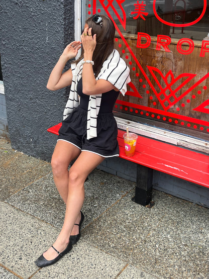 Ellis Shorts -Black with White Piping
