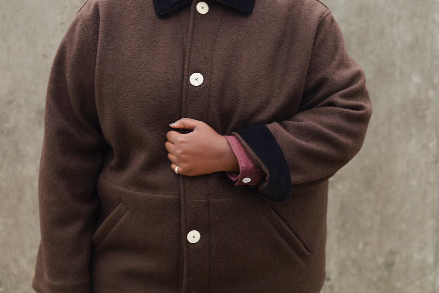 The Hearth Coat - Espresso and Black