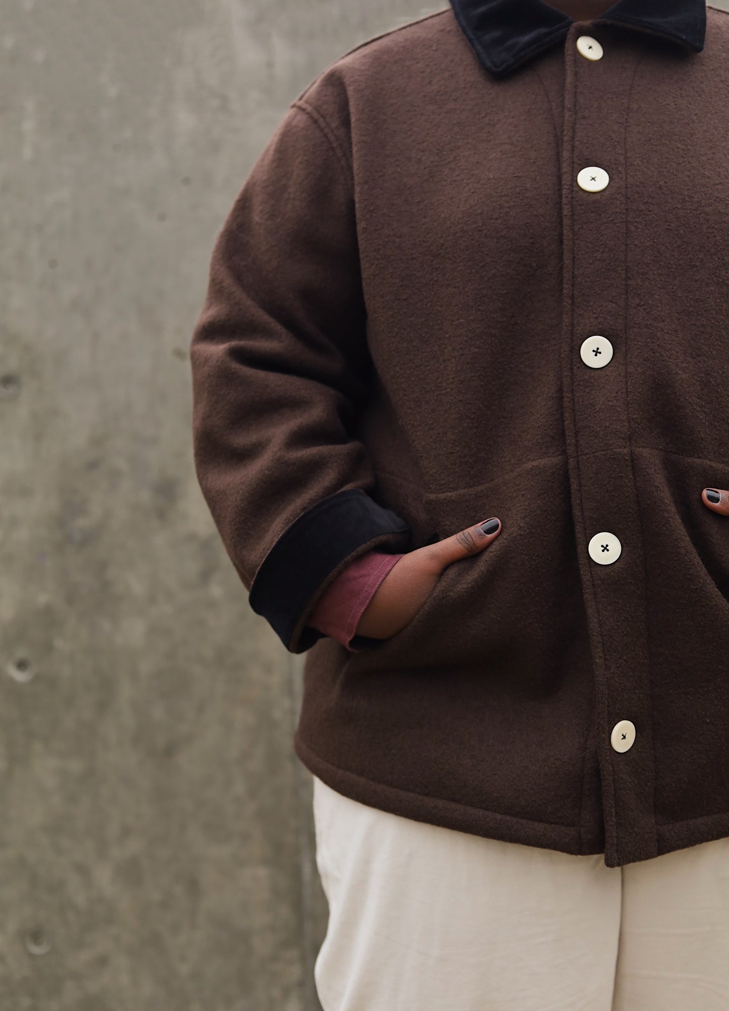 The Hearth Coat - Espresso and Black