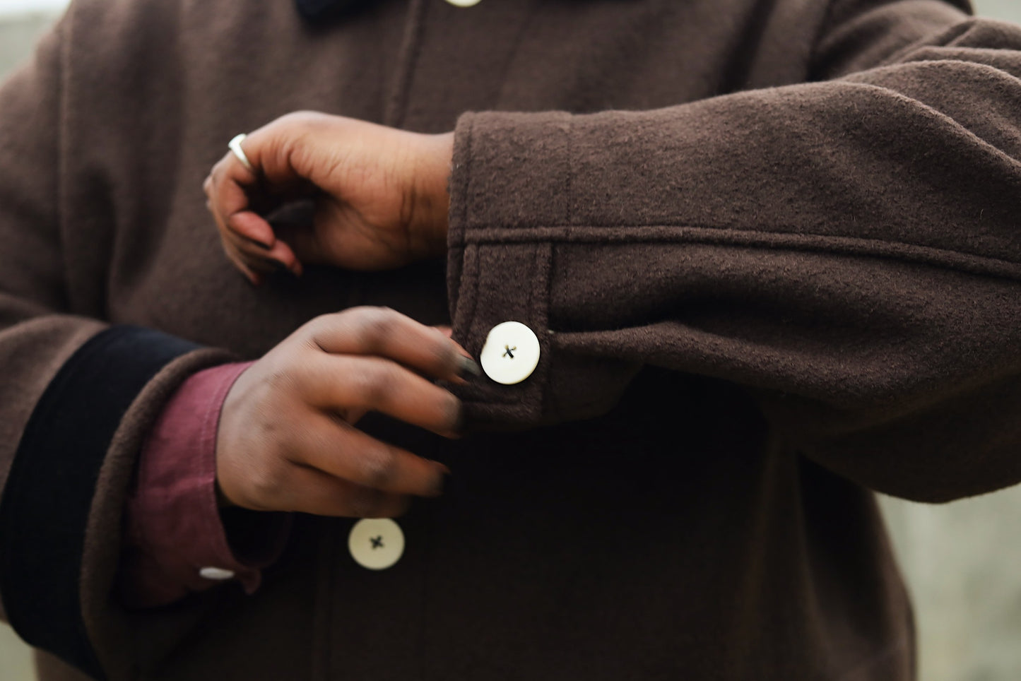 The Hearth Coat - Espresso and Black