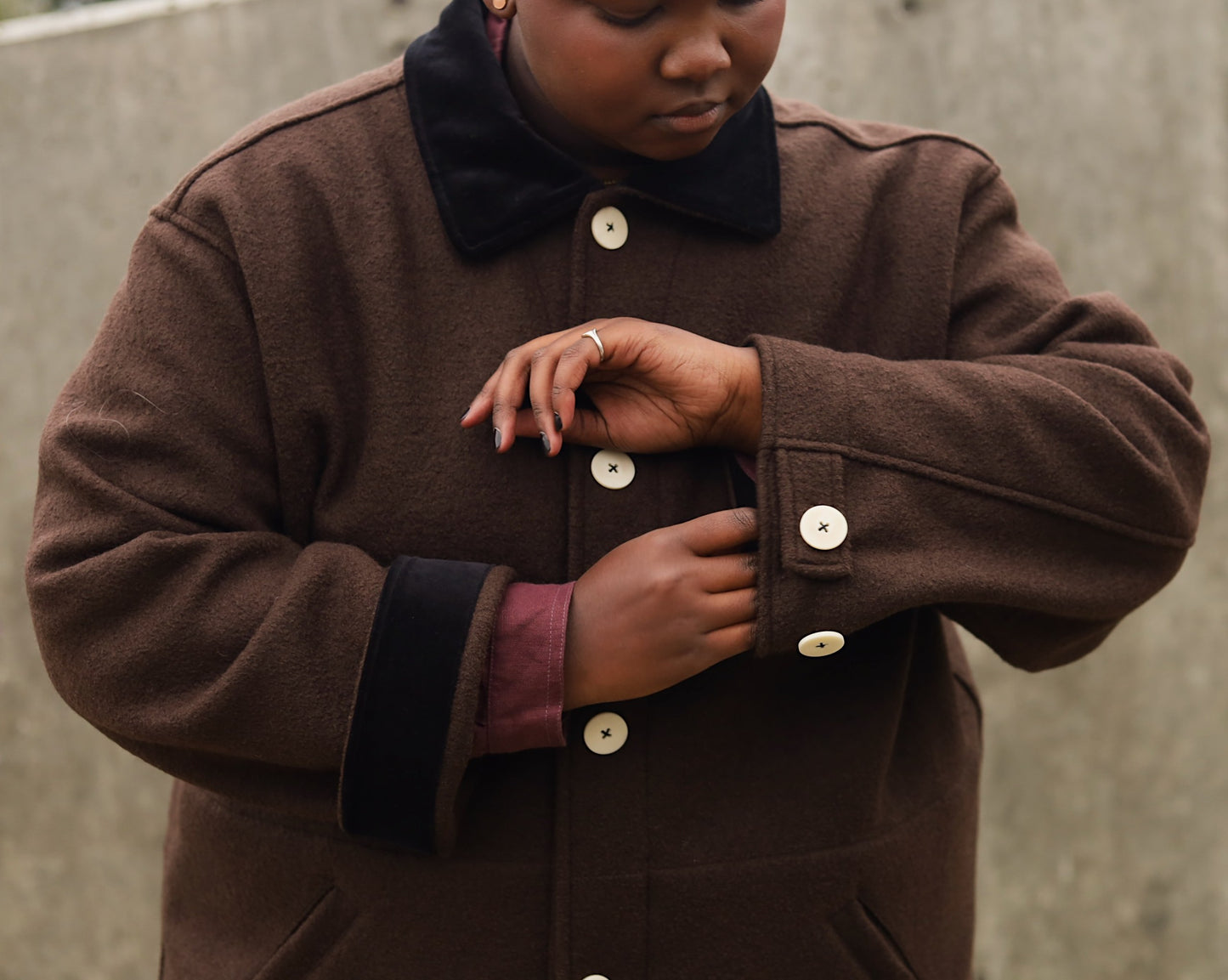 The Hearth Coat - Espresso and Black