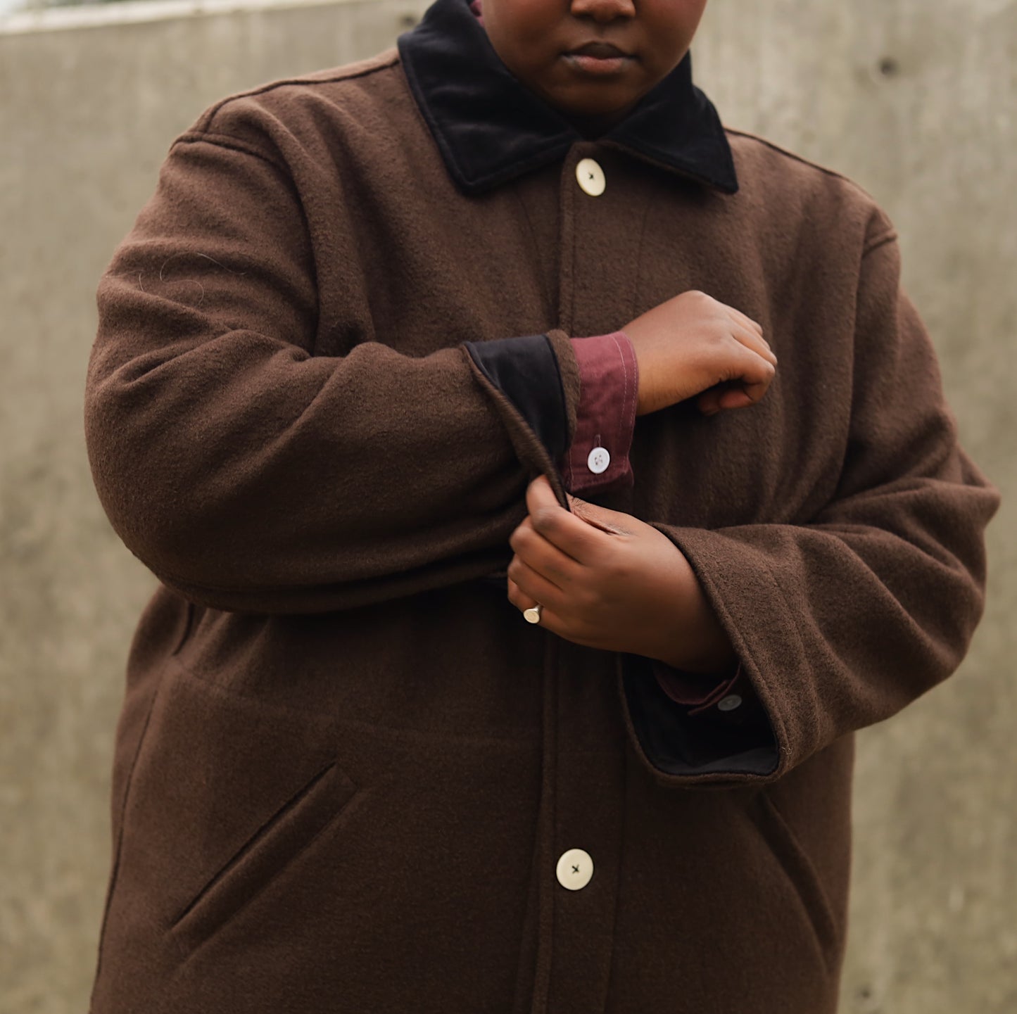 The Hearth Coat - Espresso and Black