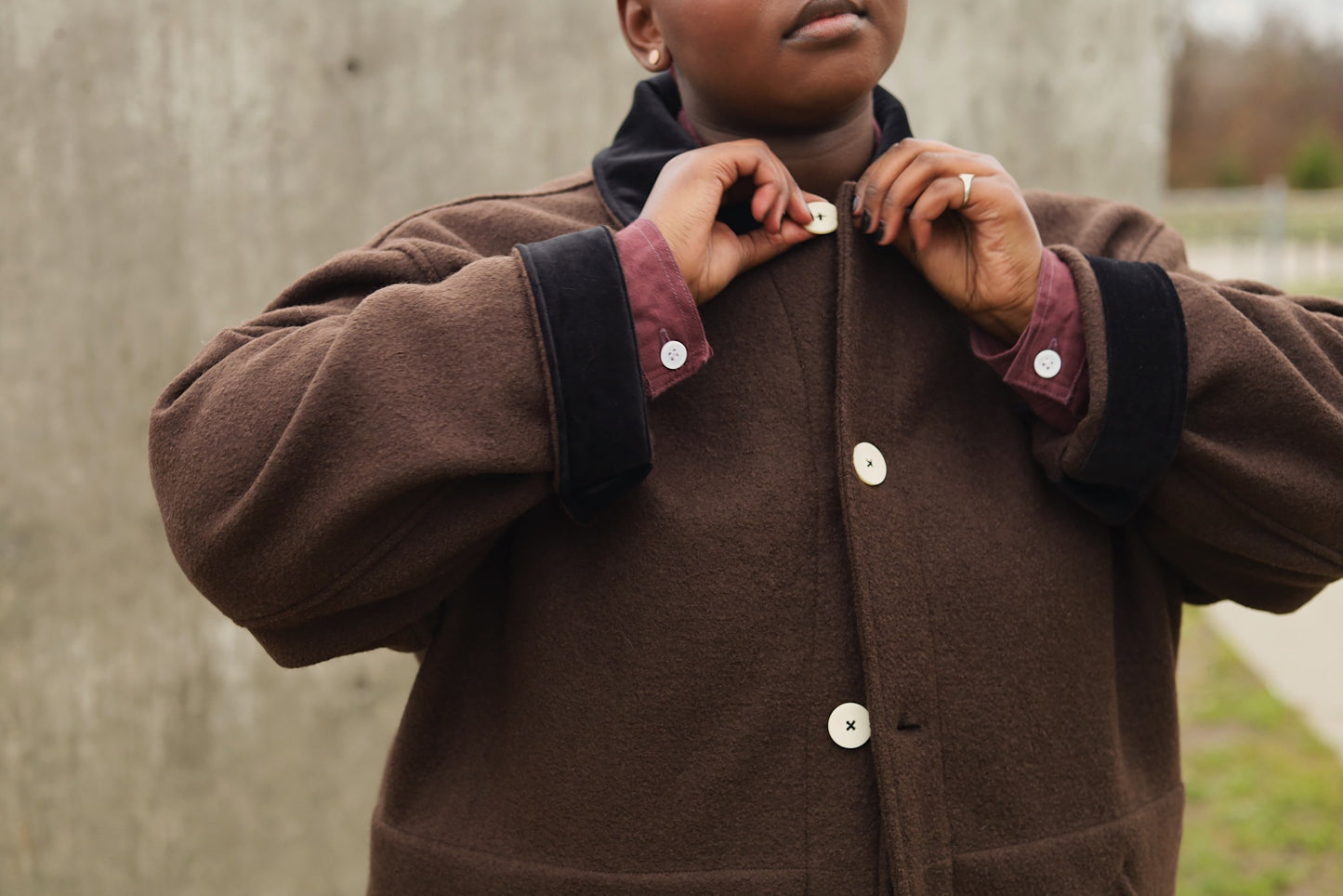 The Hearth Coat - Espresso and Black