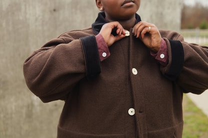 The Hearth Coat - Espresso and Black