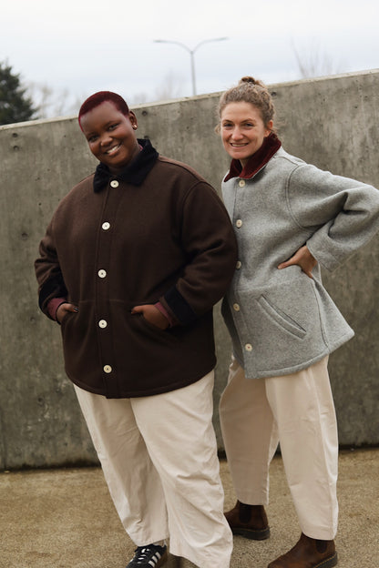 The Hearth Coat - Espresso and Black