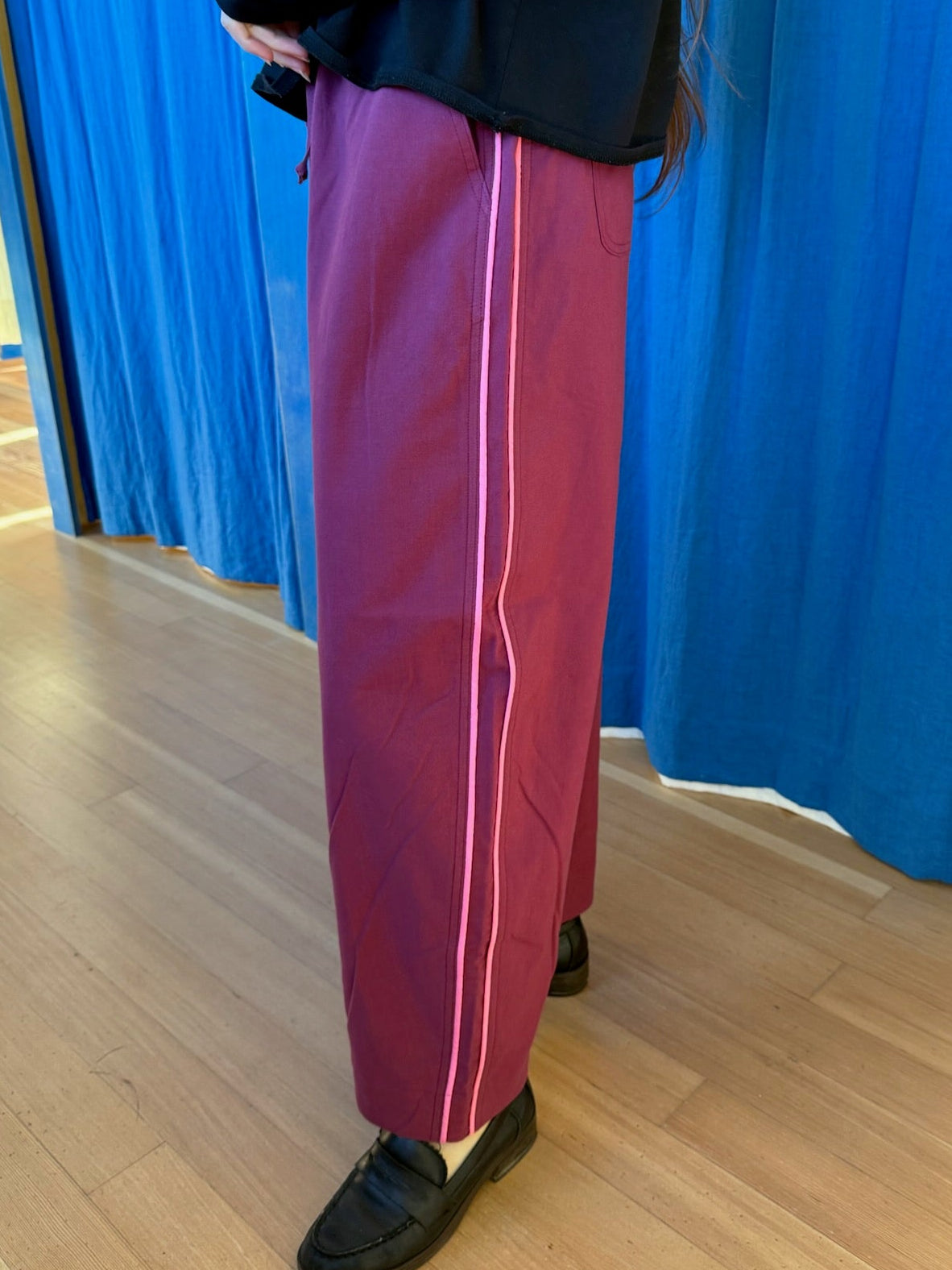 Jules Pant -Berry and Pink Piping