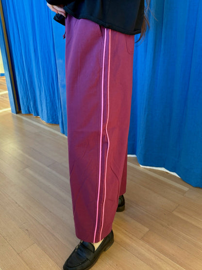 Jules Pant -Berry and Pink Piping
