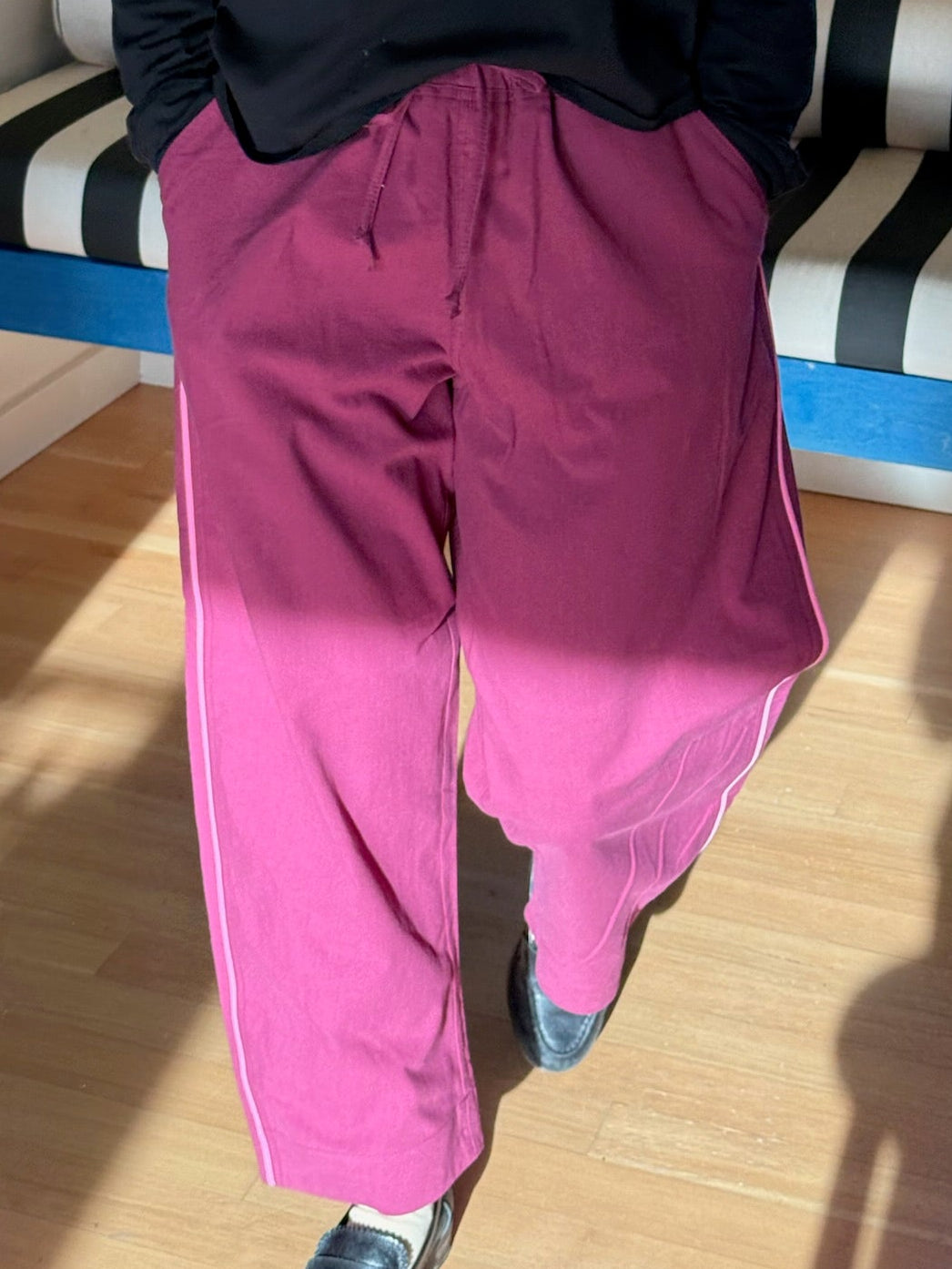 Jules Pant -Berry and Pink Piping