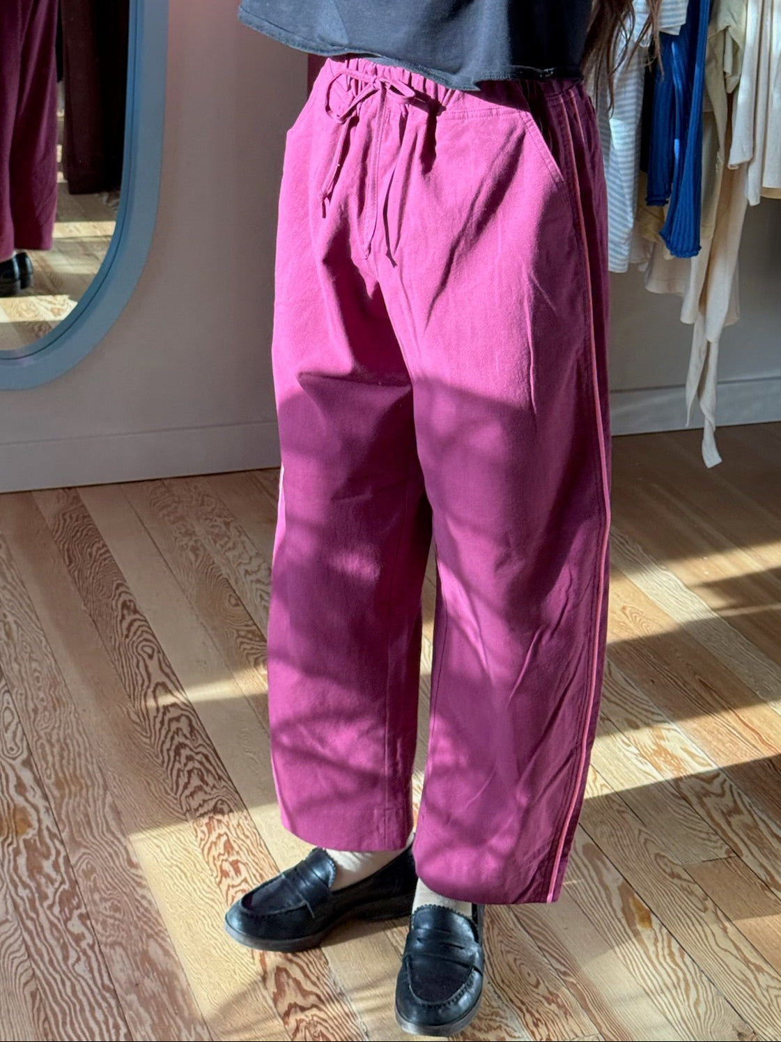 Jules Pant -Berry and Pink Piping