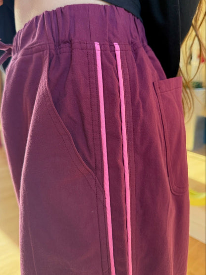 Jules Pant -Berry and Pink Piping