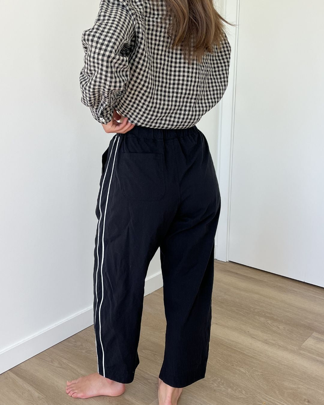 Jules Pant -Black with White Piping