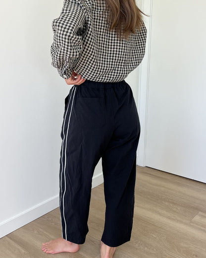 Jules Pant -Black with White Piping