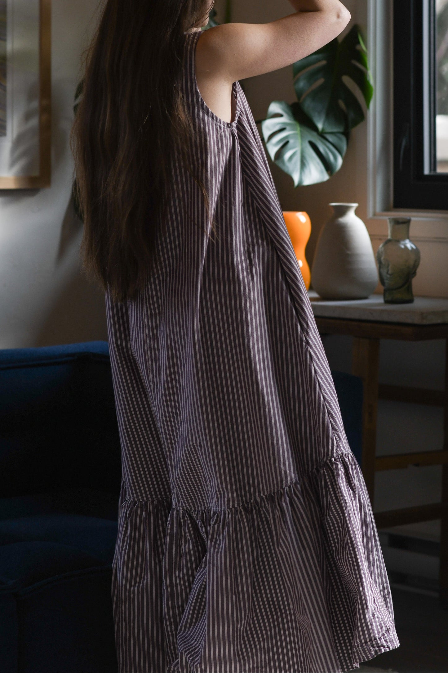 Valentina Dress - Brown Stripe