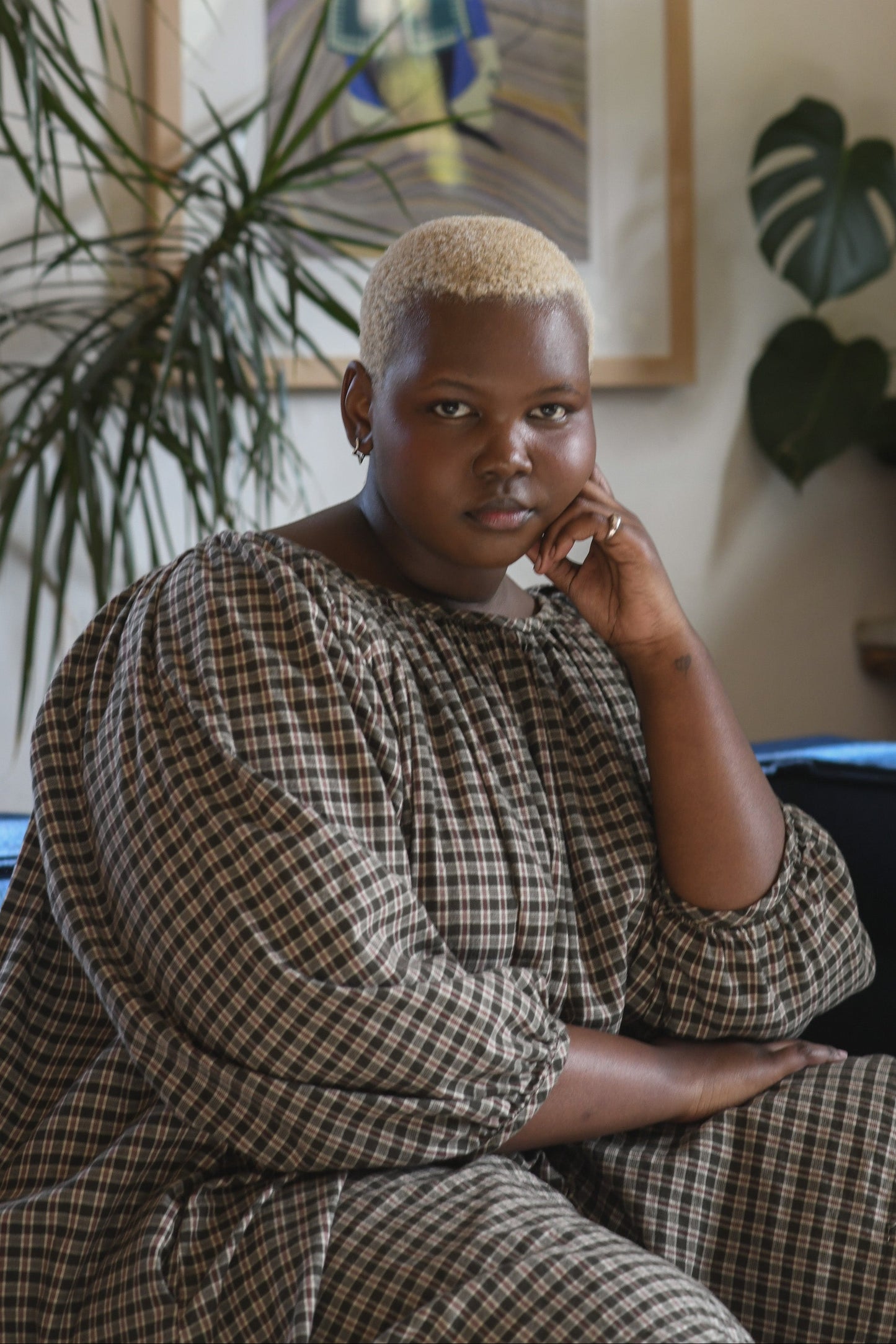 Mini Olive Dress - Cream Plaid