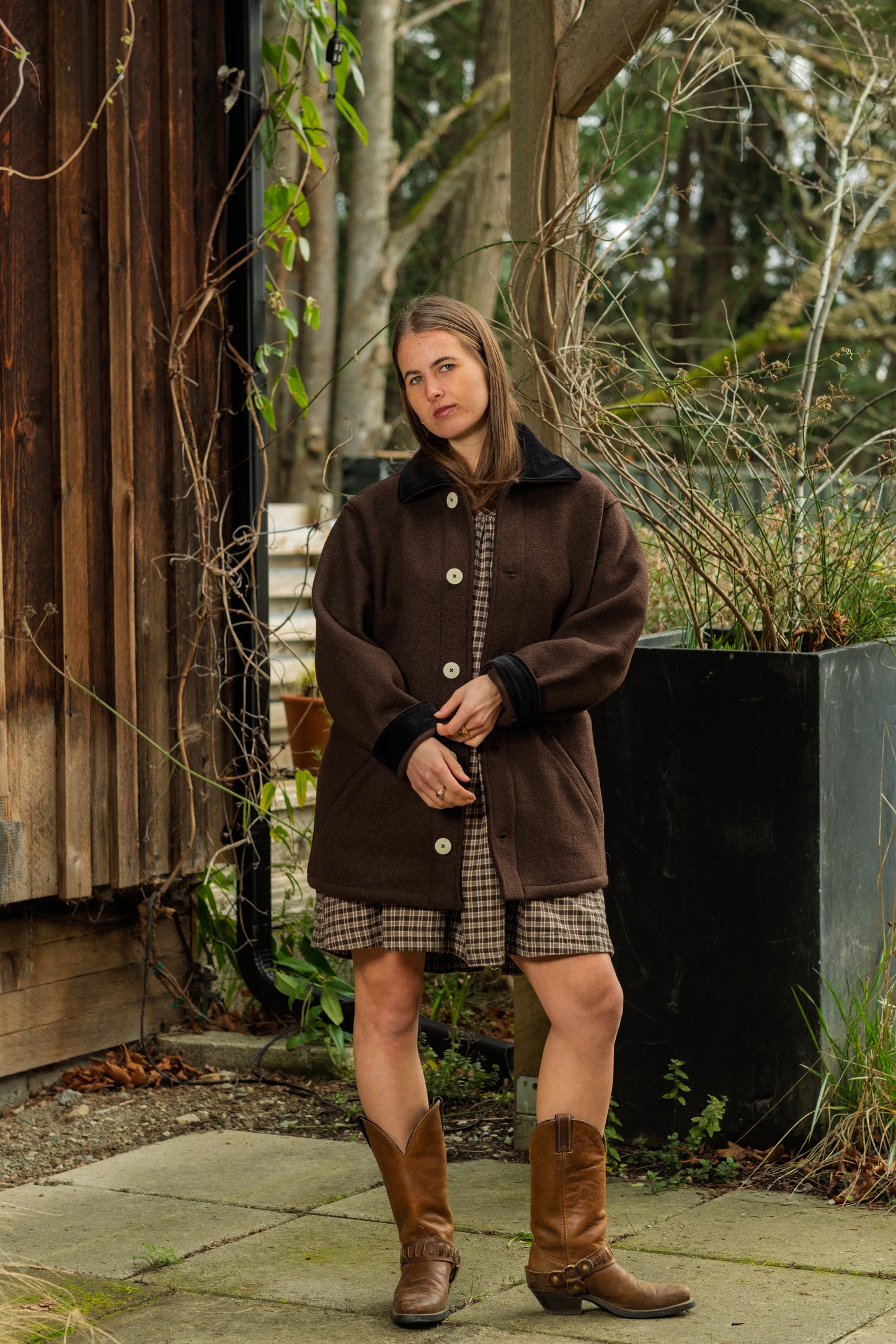 The Hearth Coat - Espresso and Black