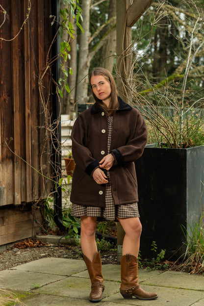 The Hearth Coat - Espresso and Black