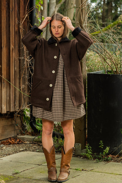 The Hearth Coat - Espresso and Black