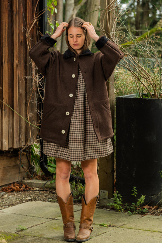 The Hearth Coat - Espresso and Black