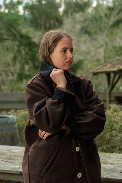 The Hearth Coat - Espresso and Black