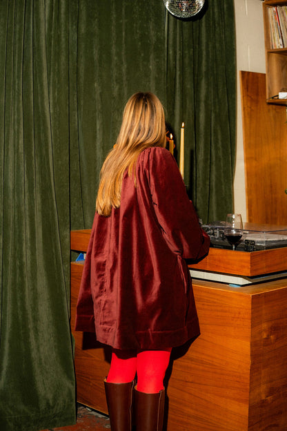 Velvet Mini Olive Dress - Merlot