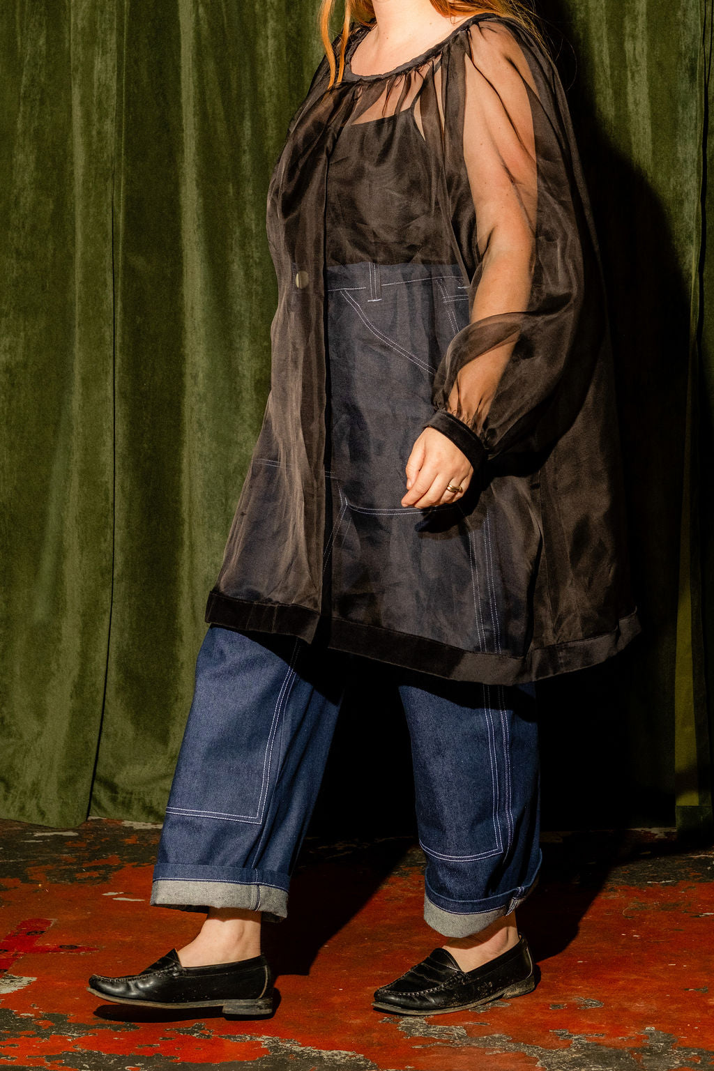 Mini Olive Dress - Black Silk and Velvet