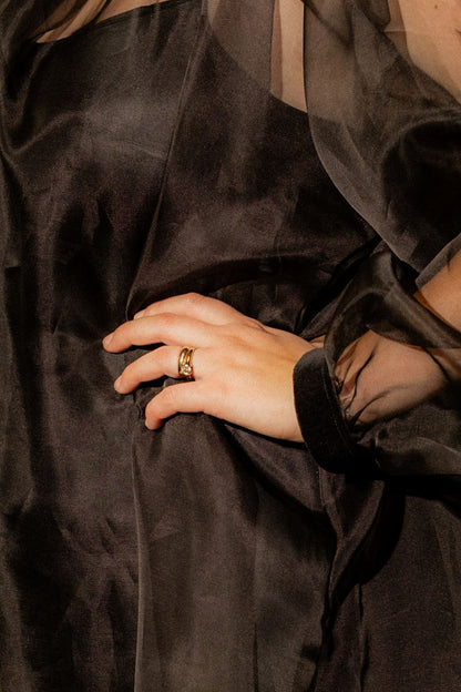 Mini Olive Dress - Black Silk and Velvet